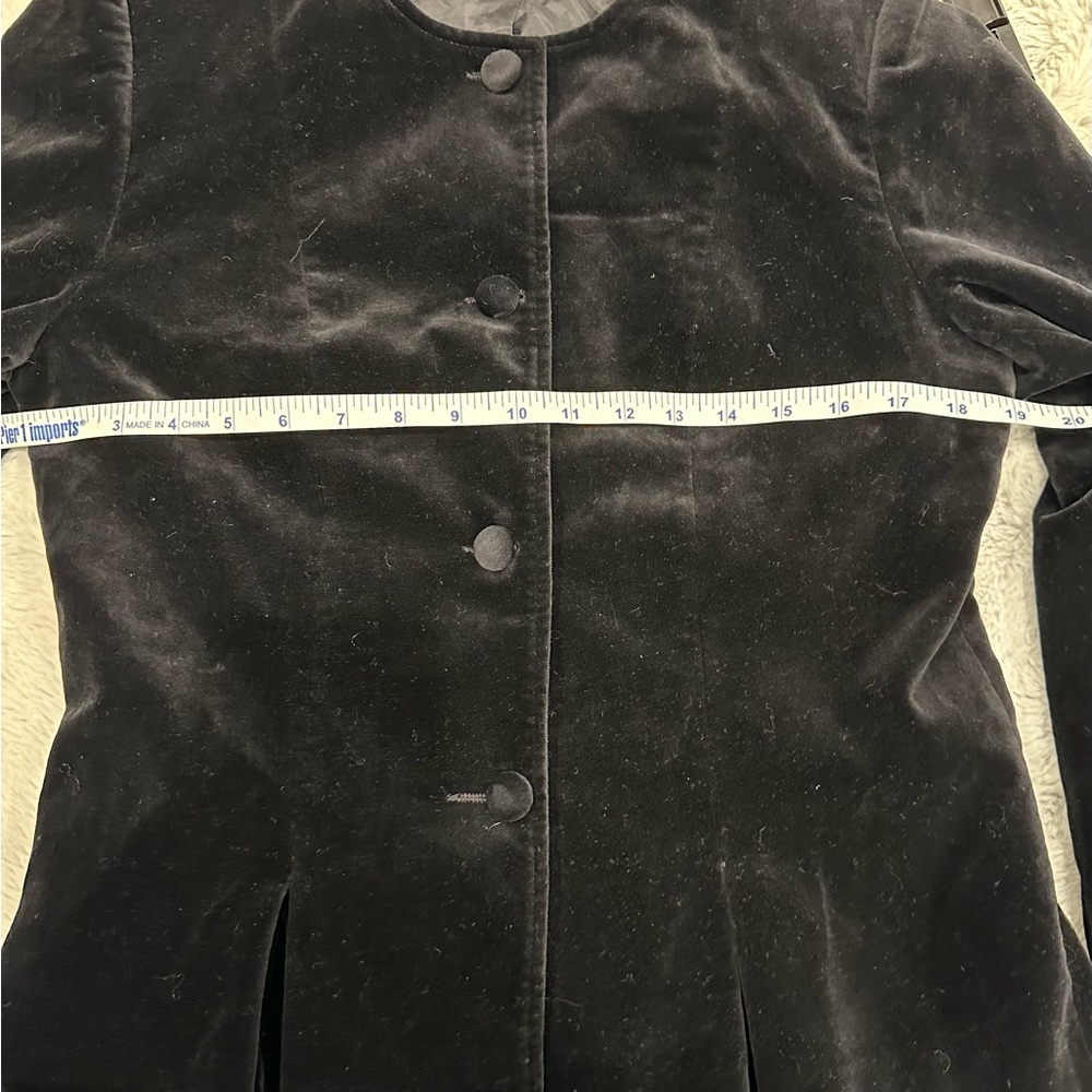 TanJay Black Velvet Minimalist Evening Blazer Jacket Medium Vintage Chic - Picture 6 of 7